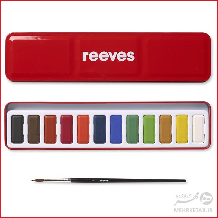 آبرنگ حرفه ای 12 رنگ ریووز reeves artist watercolour set of 12