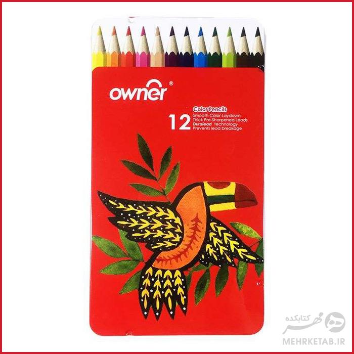 مداد رنگی 12رنگ جعبه فلزی اونر