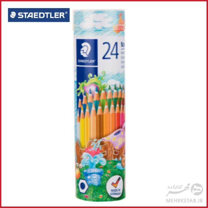 مداد رنگی جعبه فلزی استوانه ای استدلر-سری نوریس ۲۴ رنگ