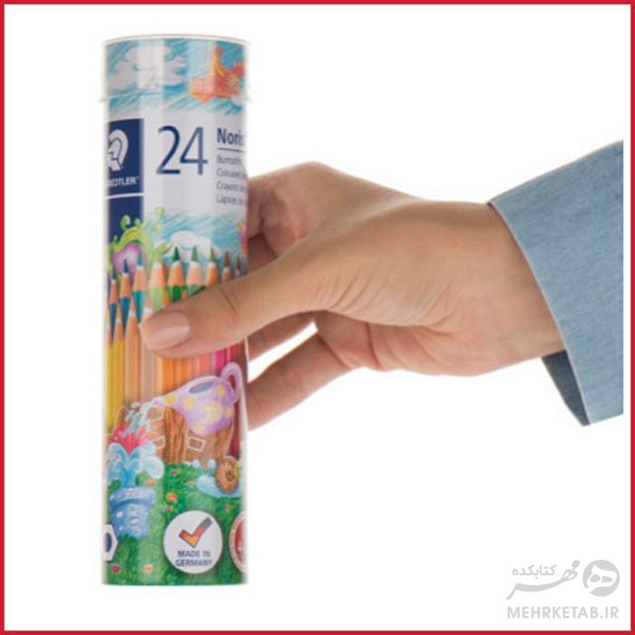 مداد رنگی جعبه فلزی استوانه ای استدلر-سری نوریس ۲۴ رنگ - تصویر 3