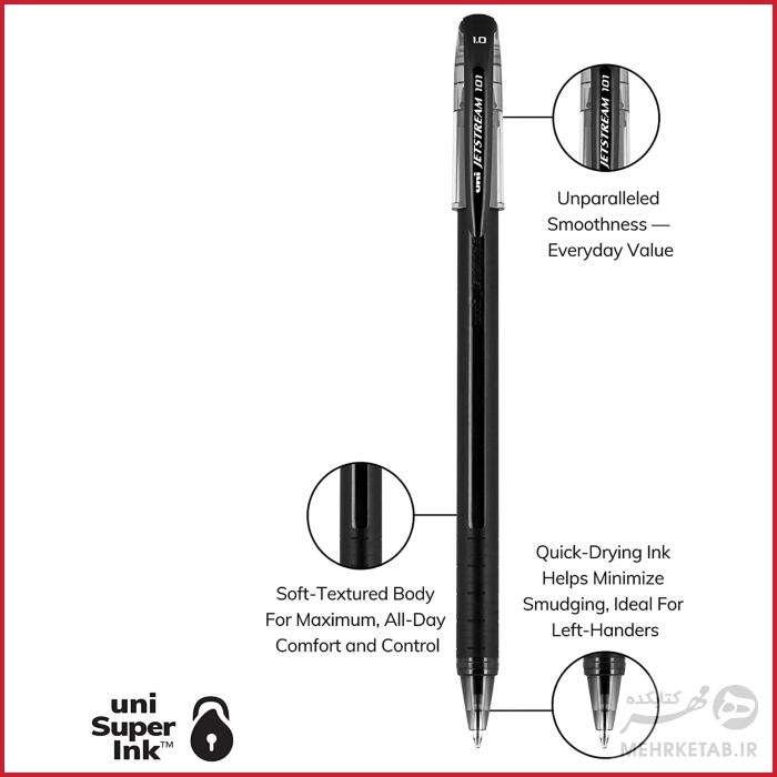 روان نویس یونی بال مدل جت استریم 101 Uni-ball  Jetstream 101 Ball Point Pens - تصویر 3