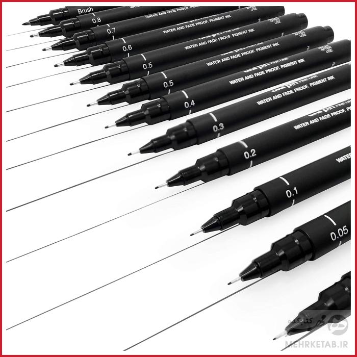 راپید حرفه ای یونیبال بسته دوازده عددی Uniball Technical Fineliner Pens set of 12 - تصویر 6