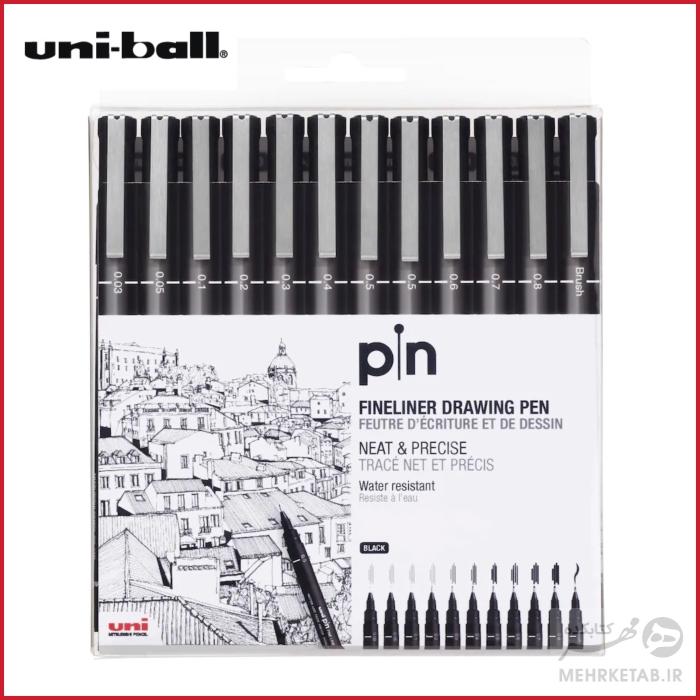 راپید حرفه ای یونیبال بسته دوازده عددی Uniball Technical Fineliner Pens set of 12