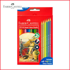 مداد رنگی 18 رنگ فابر کاستل 12 رنگ کلاسیک+ 6 رنگ پاستلی faber castell 12+6 classic colour prncils
