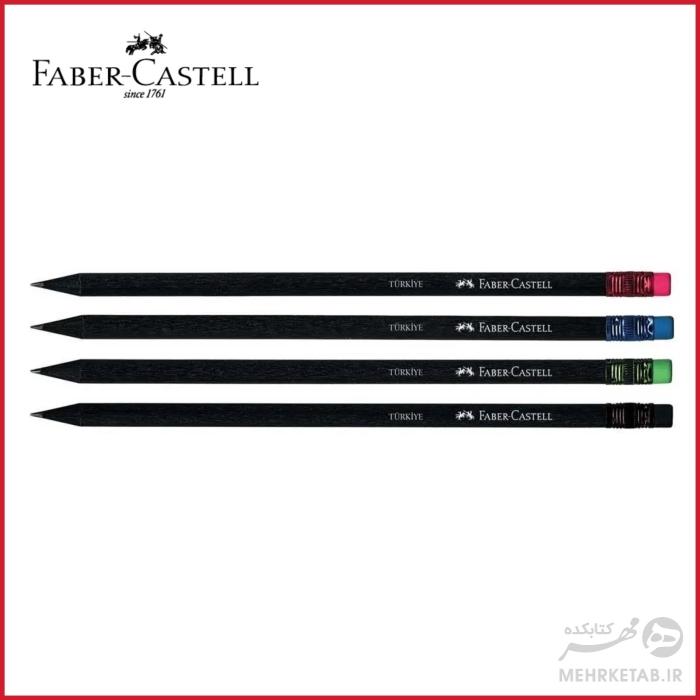 مداد تحریر چوب سیاه فابر کاستل با پاکن رنگی Faber castell black wood 5542 - تصویر 2