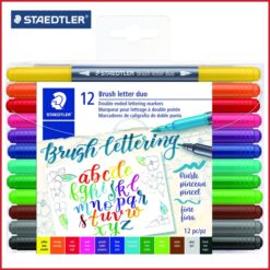 ماژیک 12 رنگ براش دو سر استدلر Staedtler Double-Ended Brush Marker Brush Letter Duo