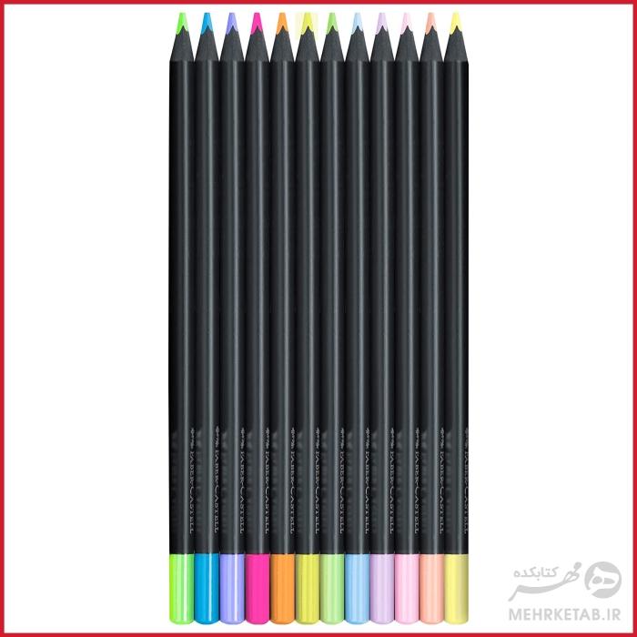مداد رنگی 12 رنگ بلک ادیشن فابر کاستل سری رنگهای نئون و پاستلی Faber-Castell Colouring Pencils Black Edition Neon and Pastel Colours, Set of 12 - تصویر 2