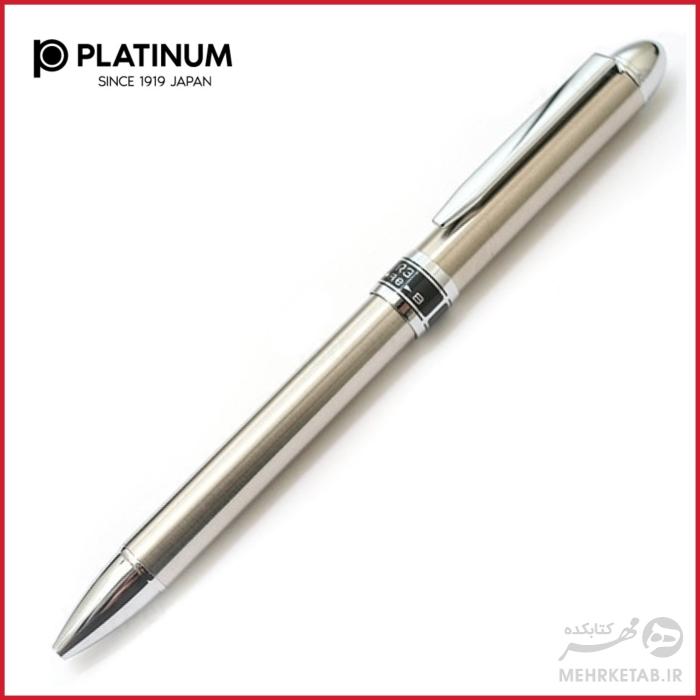 قلم سه کاره استیل مدل 2000 پلاتینیوم Platinum MWB-2000R Stainless Steel 2 Color 0.7 mm Ballpoint Multi Pen 0.5 mm Pencil
