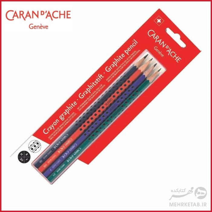 بسته چهار عددی مداد طراحی کرن داش Caran Dache Grafik Edelweiss Pencil 3B/Hb/F/2H 4 Pcs Set - Blister
