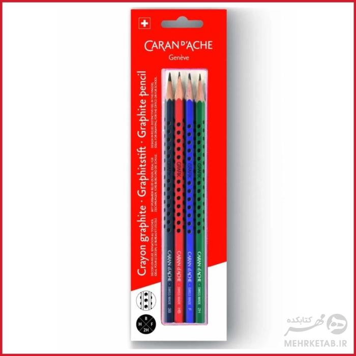 بسته چهار عددی مداد طراحی کرن داش Caran Dache Grafik Edelweiss Pencil 3B/Hb/F/2H 4 Pcs Set - Blister - تصویر 2