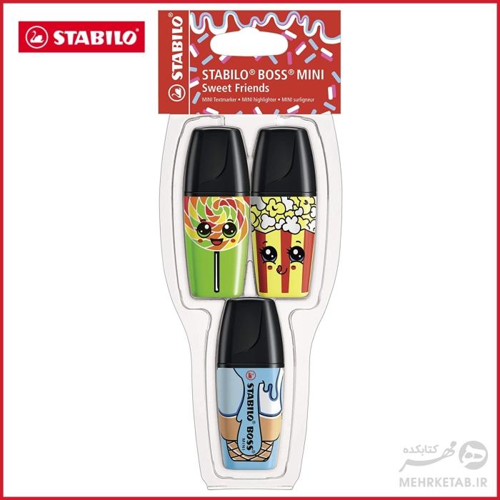 هایلایتر باس مینی استابیلو بسته سه عددی طرح دوستان STABILO friends mini boss highlighter set of 3