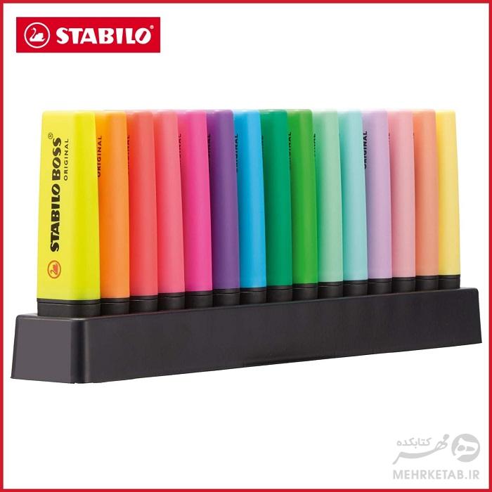 هایلایتر باس استابیلو بسته پانزده عددی STABILO BOSS Original Highlighter Set, Desk Set, 15-Colors, pastel & neon