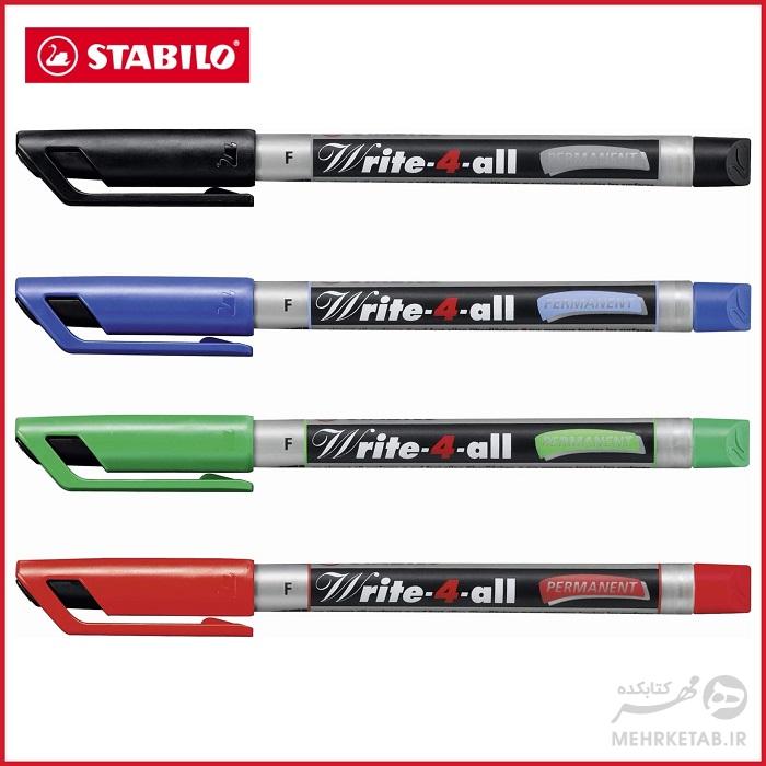 بلیستر چهار عددی ماژیک همه کاره استابیلو STABILO Permanent Marker Pen Write-4-all - Fine - Pack of 4