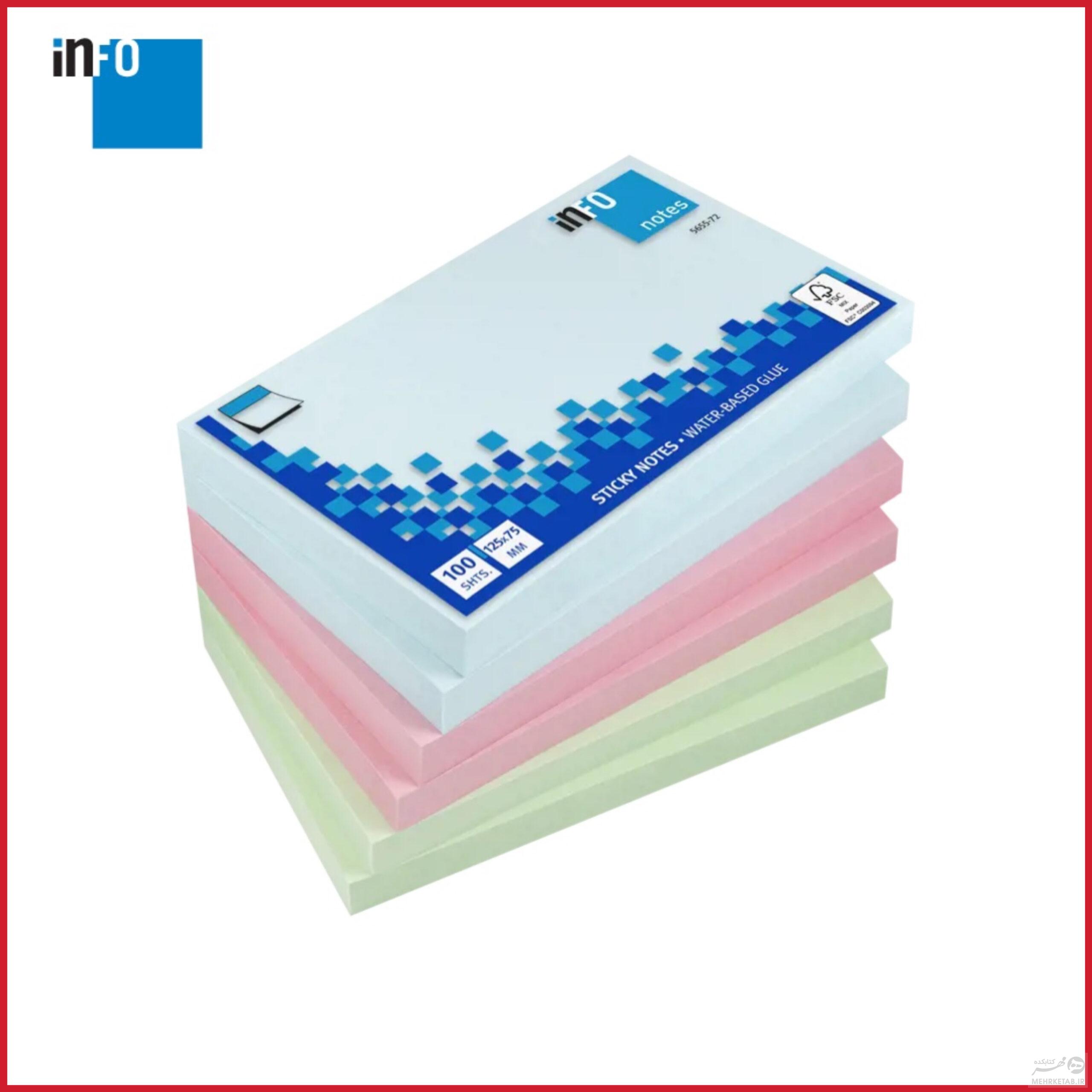 برچسب یادداشت 100 برگ اینفو با رنگ کاغذ پاستلی مدل 565572 info Page Marker 5655-72
