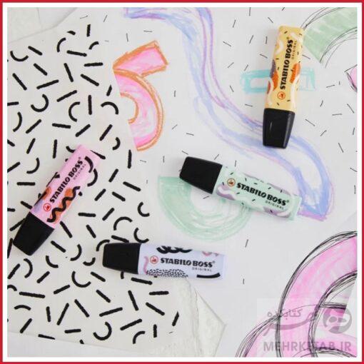 بلیستر چهار عددی هایلایتر پاستلی استابیلو با طراحی جو شینی Highlighter STABILO BOSS EDITION by Ju Schnee - تصویر 3