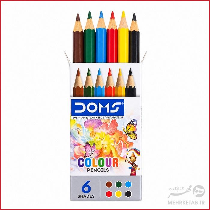 مداد رنگی 6 رنگ کوتاه دامس doms 6 colour pencils