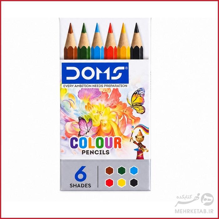 مداد رنگی 6 رنگ کوتاه دامس doms 6 colour pencils - تصویر 2
